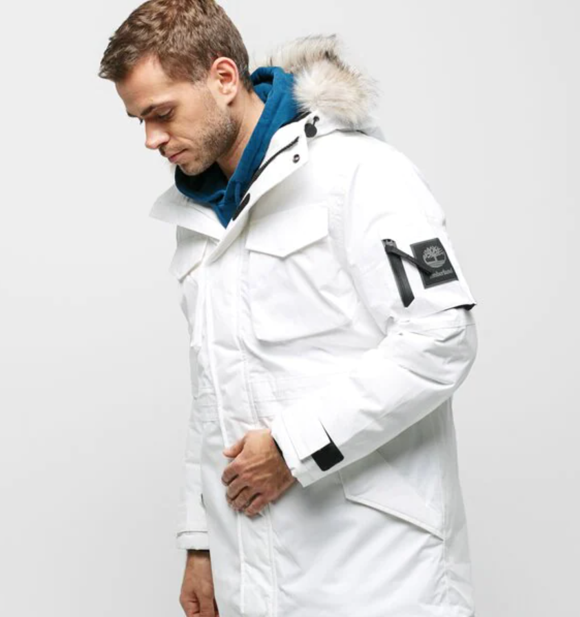 Pre-owned Timberland $399  Men's Nordic Edge Expedition Parka Scar Ridge Fur Jacket Coat In White