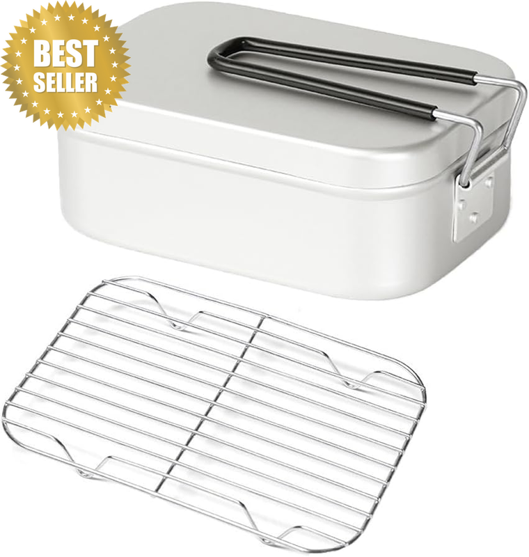 Camping Cookware Mess Kit Bento Lunchbox Fast-Heating Metal Camping Bowl with a