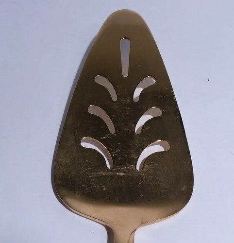 JH Carlyle Golden Bouquet Pierced Pie Server 10 3/8 Inch Gold Electroplate