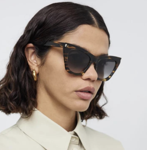 Pre-owned Saint Laurent Yves  Sl-214-kate-024 Havana Havana Grey Sunglasses