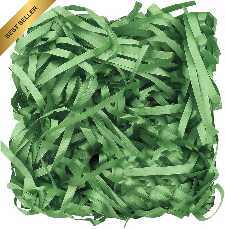 100G Green Raffia Paper Shreds for Easter Baskets,Soft Shredded Paper for Hamper