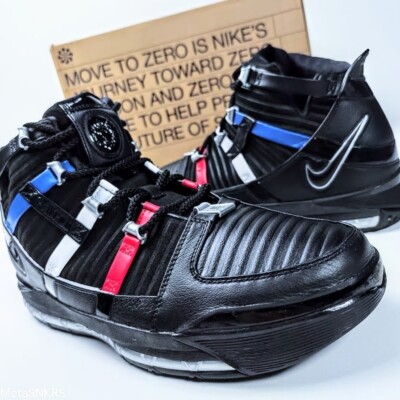 Lebron 3 QS Shop Men's US 13 Black Red White Blue Silver Nike Retro Basketball
