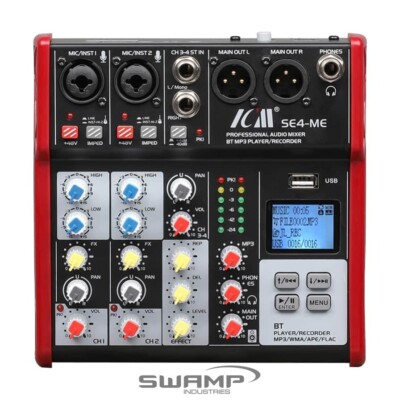 ICM SE-4-ME 4CH Compact Audio Mixer with Bluetooth and USB Recorder MP3 ADC/DAC