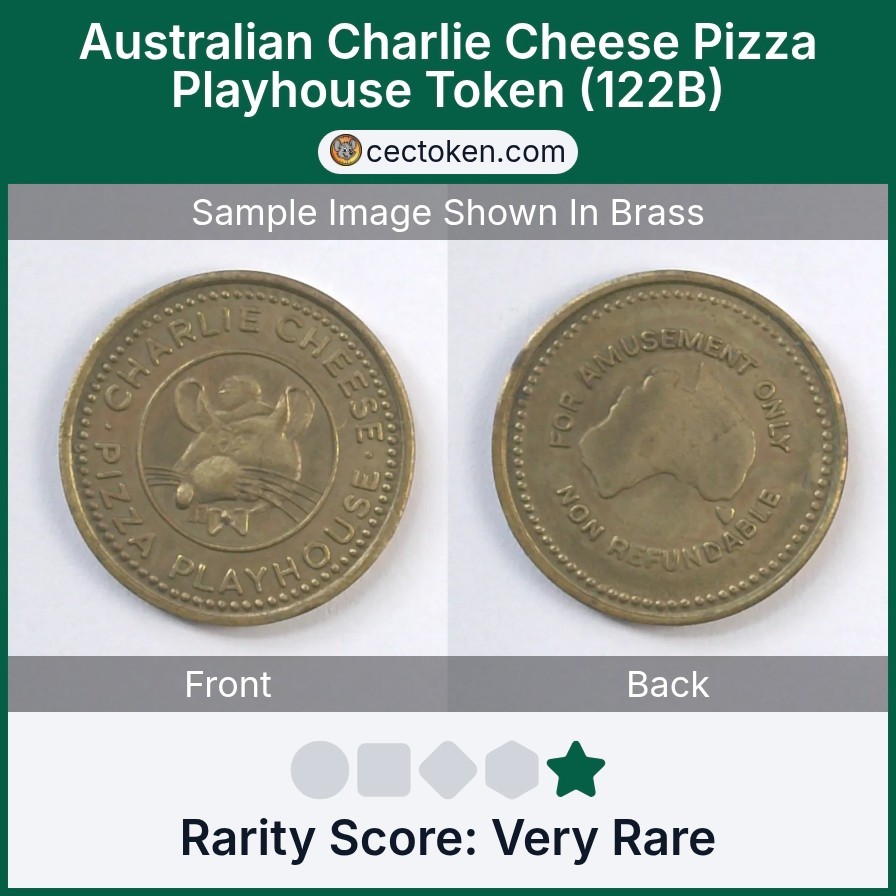 Australian Chuck E Cheese Token / Charlie Cheese Pizza Playhouse (122B)