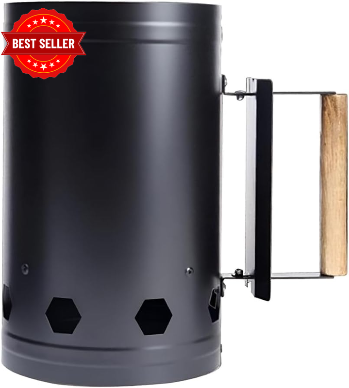 Heavy Duty Charcoal Chimney Starter for BBQ Grill, Fast Fire Starter with Heat-R