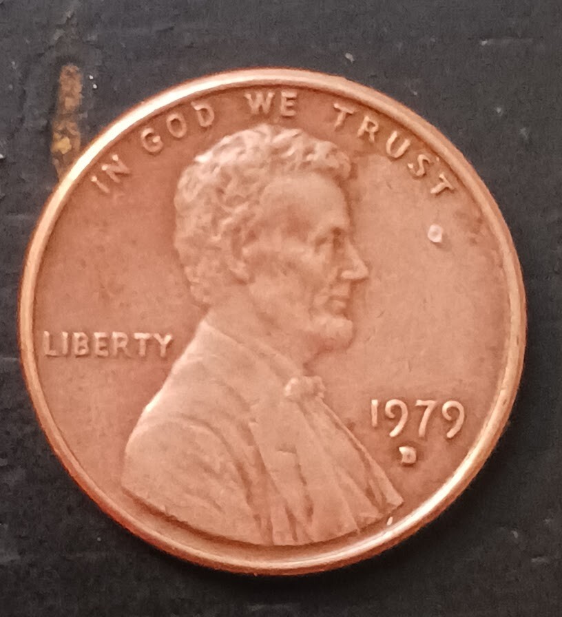 1979 Lincoln Penny (D) - W/ filled in Mint Mark. Error - VERY Rare