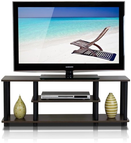 Shelved Entertainment Center Easy Media Storage Dark Brown B