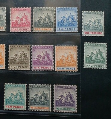 BARBADOS 1892 1/4d to 2s6d SG 105 - 115 Sc 70 - 80 Seal of Colony set 11 MH
