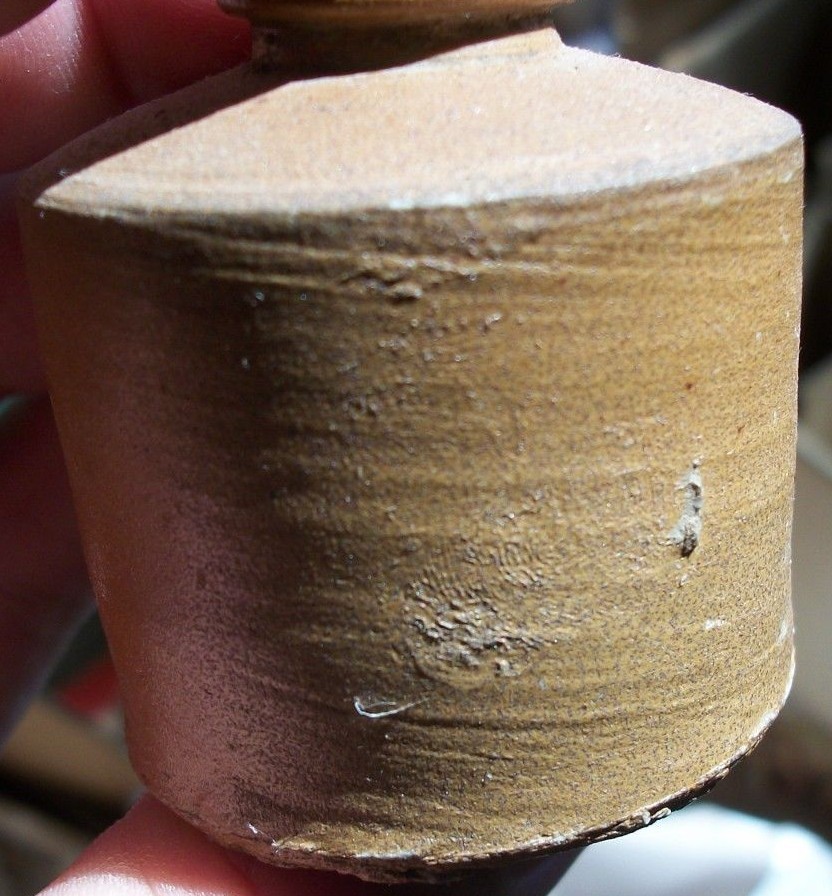 1860s ERA BROWN STONEWARE CIVIL WAR PERIOD INKWELL ORIGINAL CORK FREE SHIPPING
