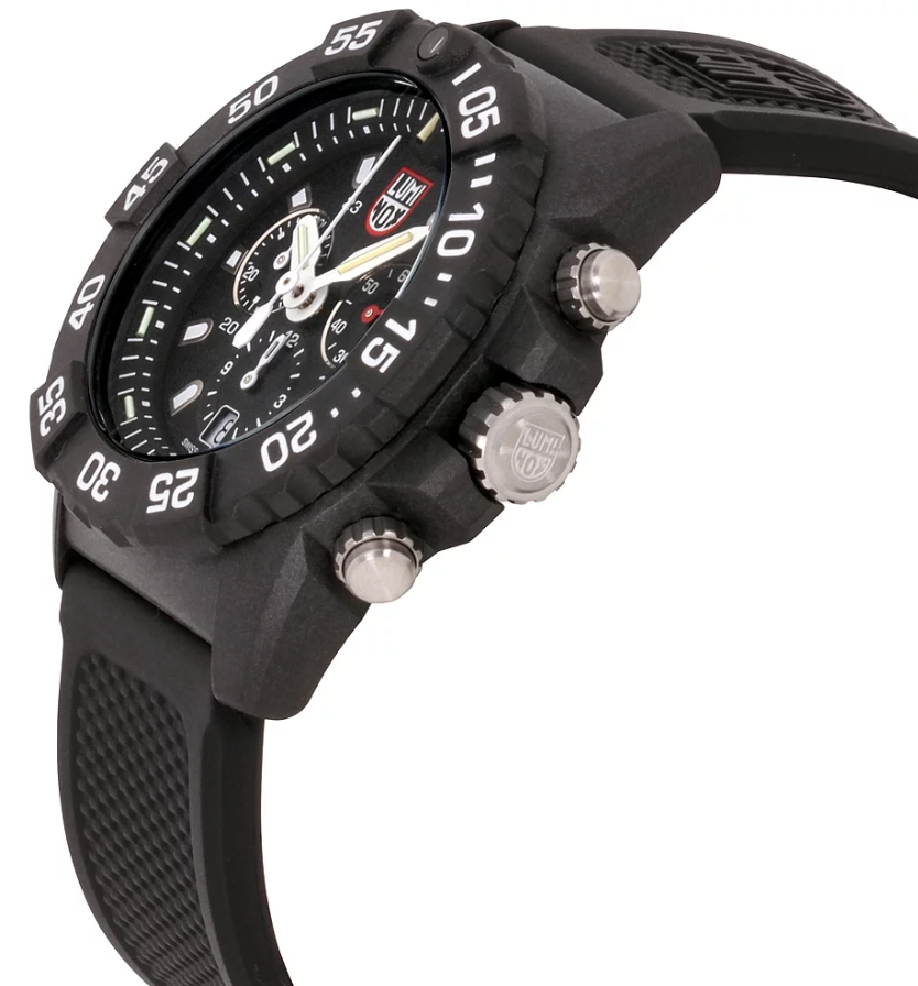 Pre-owned Luminox Navy Seal Chronograph Black Dial Silicone Strap Men's Watch Xs.3581