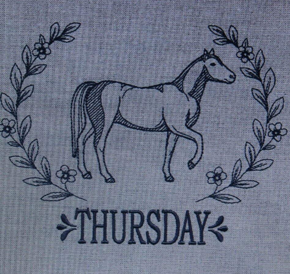 Farm animals Days of the Week Embroidered Floursack Towel Set New