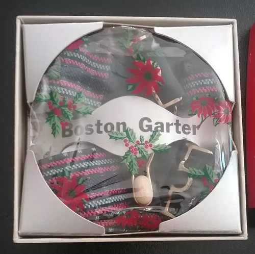 Vintage BOSTON GARTER Sock Suspenders New Old Stock 1930's  Christmas Box Navy