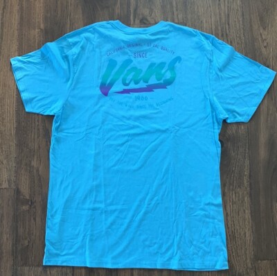VANS Off The Wall  1966 Short Sleeve T-shirt Aqua Blue 100% Cotton Size XL ~NWT
