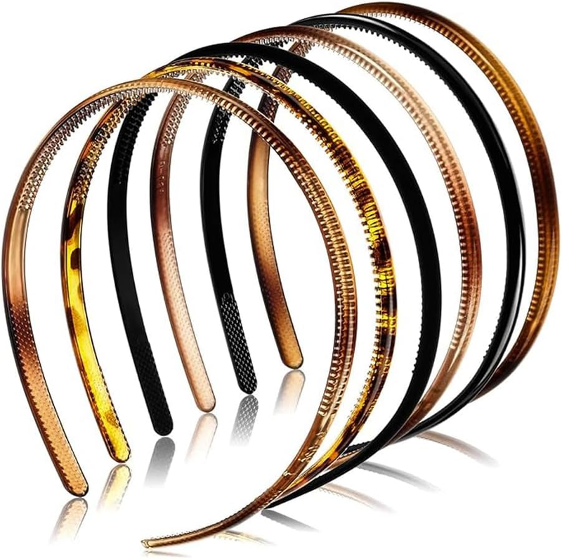 6 Pcs 8Mm Wide Multi-Color Headbands Teeth Comb Skinny Hair Accessories Women Me