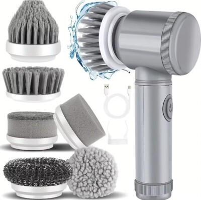 Electric Spin Scrubber Cordless Cleaning Brush With 6 Replaceable Brush Heads 