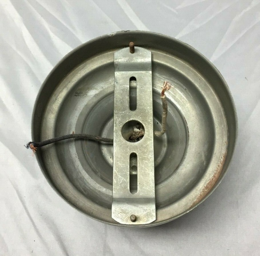 Antique School House Bank Ceiling Light Milk Glass Globe Red Spot Vtg 324-19C