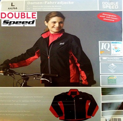 Damen Fahrradjacke Regenjacke Double Speed Schwarz-Rot NEU