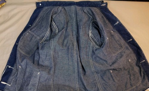 Vintage 1940s OX Hide Jean Jacket Med Wash Denim Farm Chore Work Coat RARE EUC