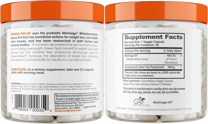 Genius  for Weight Loss with Green Tea Extract - Fat Burner Supplement & Digesti