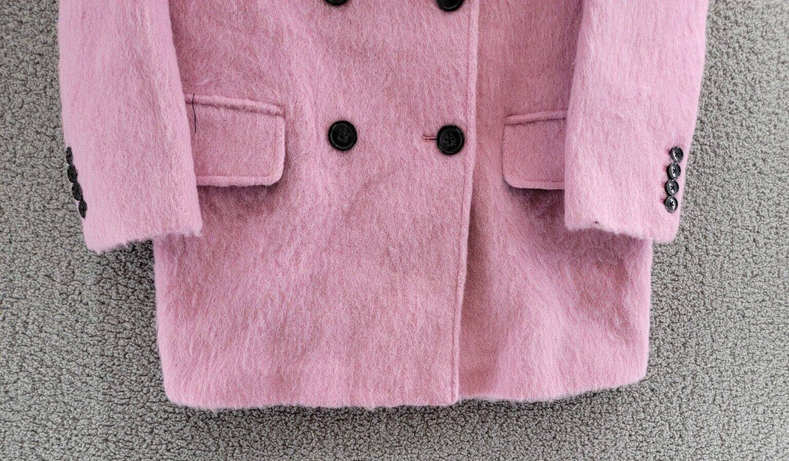 STAND STUDIO Esme Brushed Wool Blend Coat Women's 36 Bubblegum Pink Long Sleeve - Picture 4 of 19