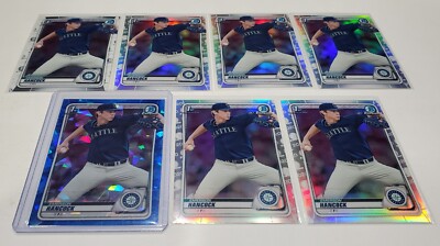 (7) EMERSON HANCOCK 2020 Bowman Chrome 1st BD-12 Sapphire & 5 Refractor MARINERS