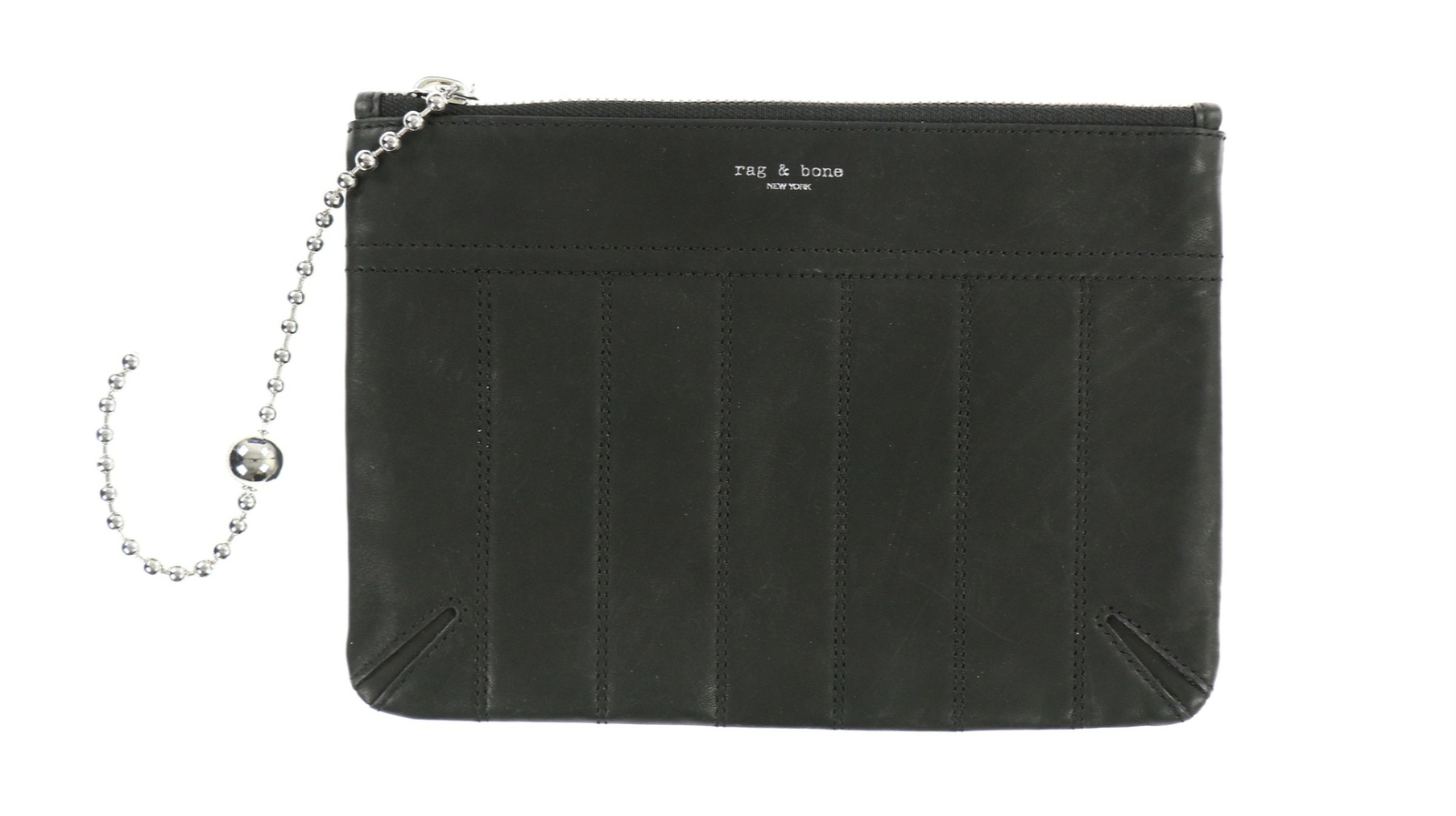 rag & bone 245613 Womens Quilted Leather Zip Closure Clutch Solid Black