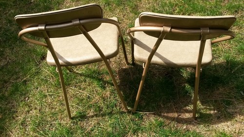 Vintage MCM Stylaire COSCO Folding Chair Set - Set of 2 Beige Chairs