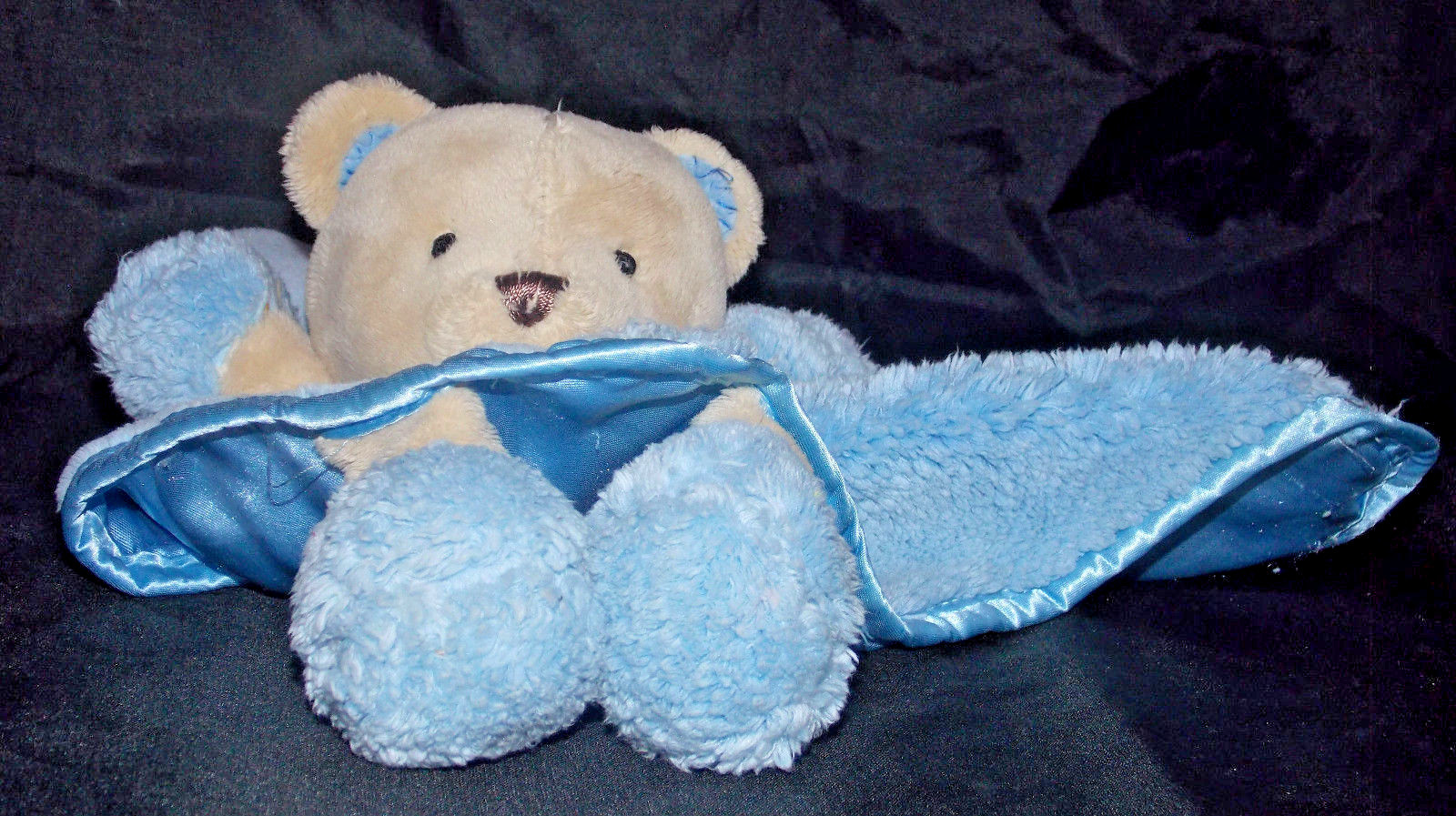 Carters Teddy Bear Lovey 11in Baby Blue Security Blanket Plush Feet Snuggle