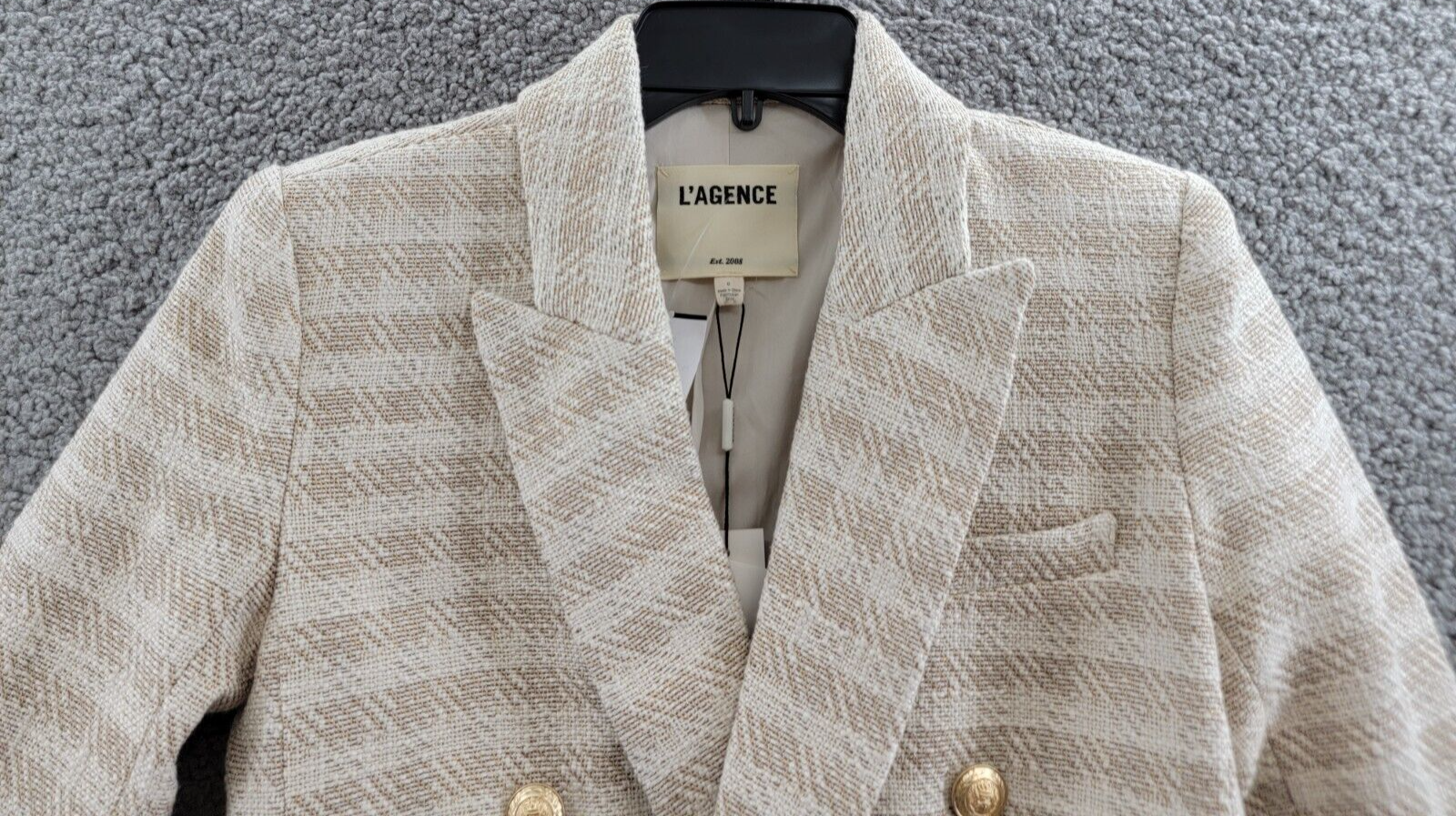 L'AGENCE Kenzie Tweed Office Double-Breasted Blazer Women's