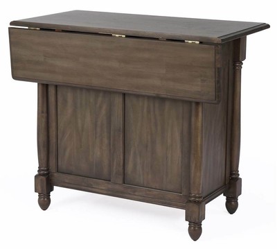 3-Pc Drop Leaf Kitchen Island Set in Weathered Gray [ID 3793220]