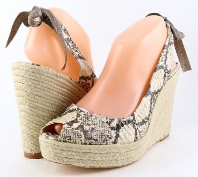 $188 COACH MARITZA Natural Multi Snake Designer Espadrille Platform Wedges 9 