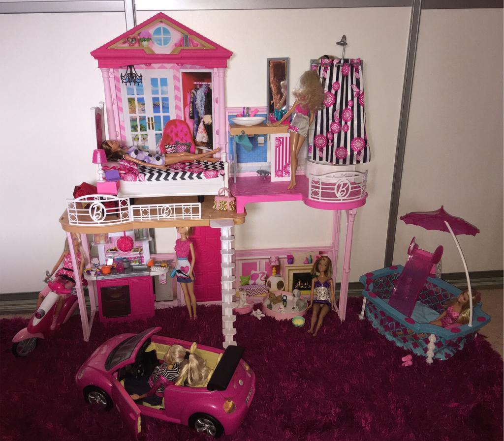 Barbie house, pool, car, motorbike plus barbie dolls in Blyth