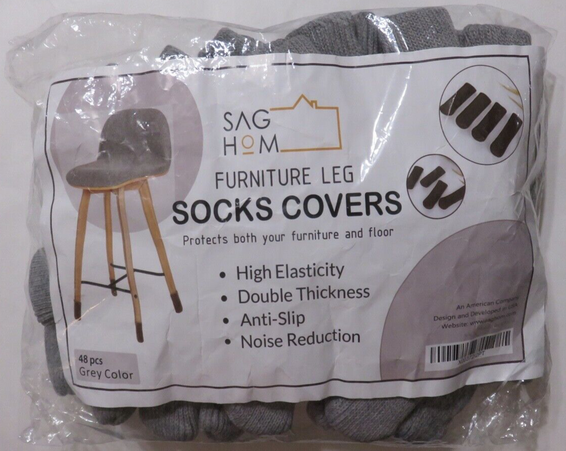 Sag Hom Furniture Leg Sock Covers 48 pcs Grey NEW in Package!!!