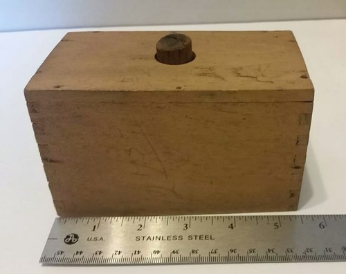 Vintage Primitive Kitchen Butter Cheese Mold Wood Press Joint Corners Rectangle