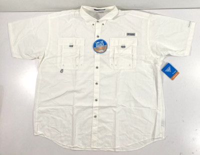 NWT 5X-LARGE BIG COLUMBIA MENS PFG BAHAMA ll SHORT SLEEVE SHIRT WHITE 5XL