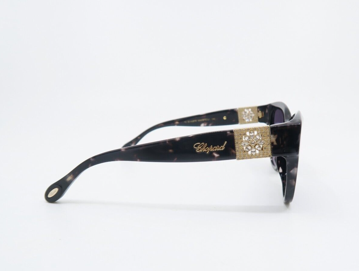 Pre-owned Chopard Sch287s 0721 55 Black On Grey Spotted, Clear Crystals, Sunglasses. In Grey.
