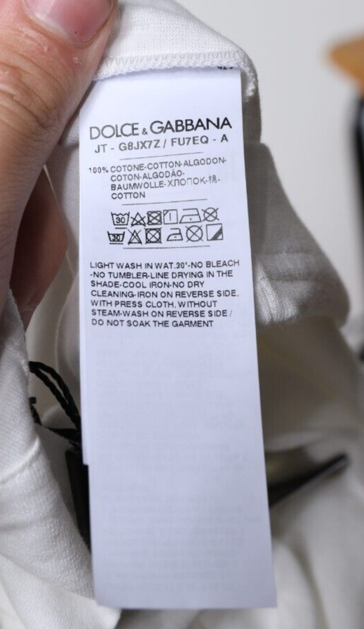 DOLCE & GABBANA DOLCE & GABBANA T-SHIRT WHITE LOGO EMBOSSED COTTON CREWNECK IT50/US40/L 720USD