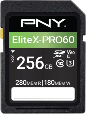 256GB Elitex-Pro60 UHS-II SDXC Memory Card - R280Mb/S W180Mb/S, U3, V60, 4K UHD,