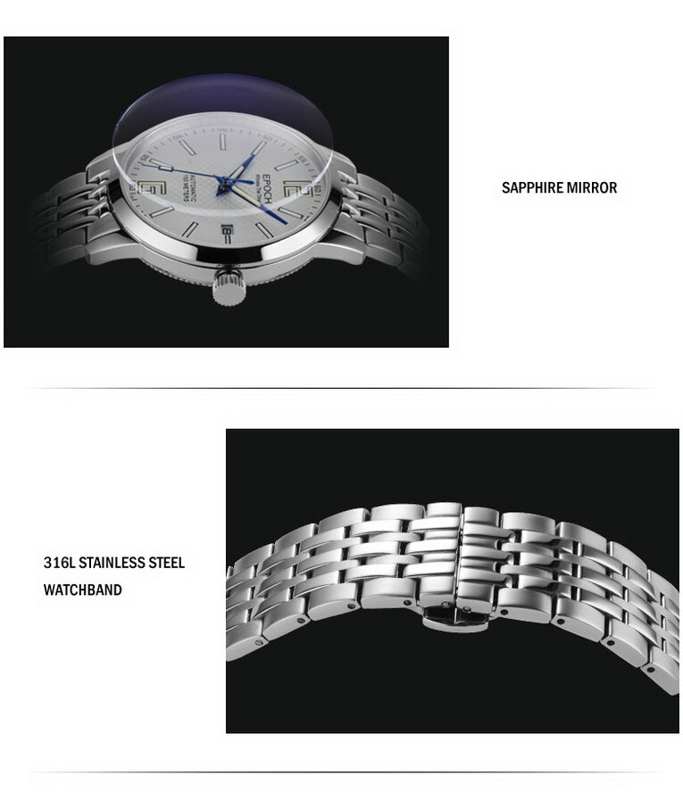 Pre-owned Epoch Men Automatic Watch Luxury Watches Luminous Mechanical Wristwatch 9015