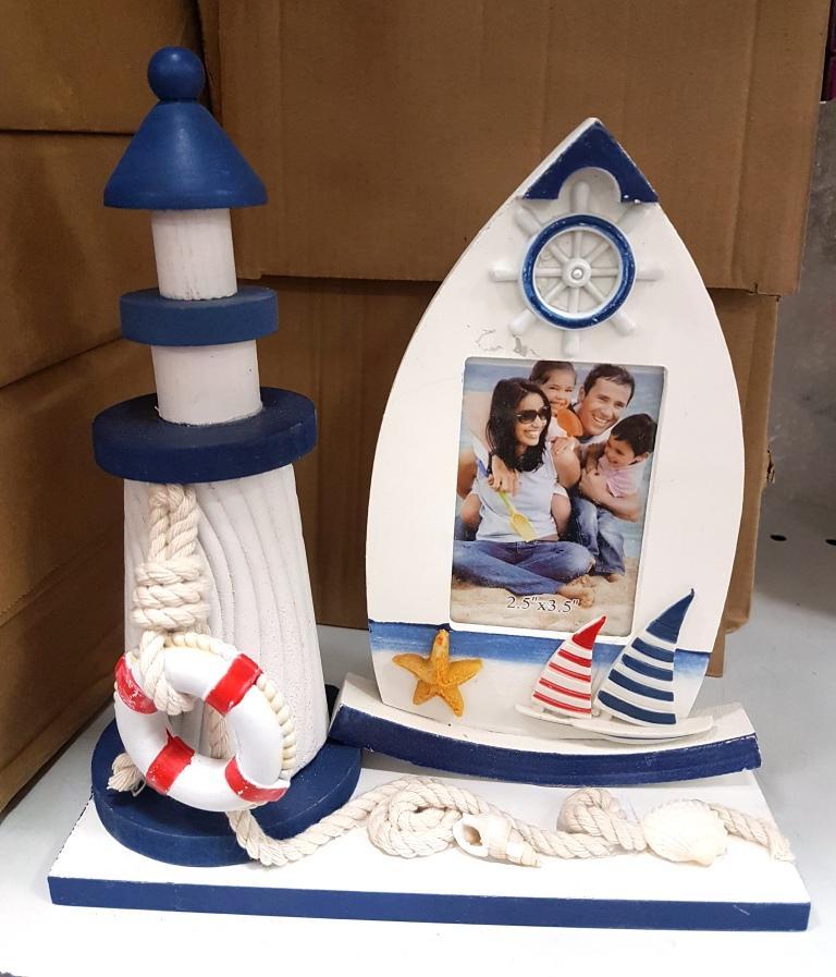 Cornice PortaFoto In Legno Forma Mare Faro Barca Marina Sea Style moc