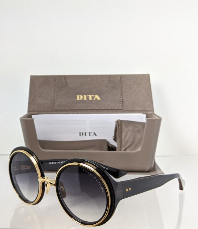 Pre-owned Dita Authentic  Sunglasses Micro-round Dts 406-a-01 Black & Gold Frame In Gold & Black