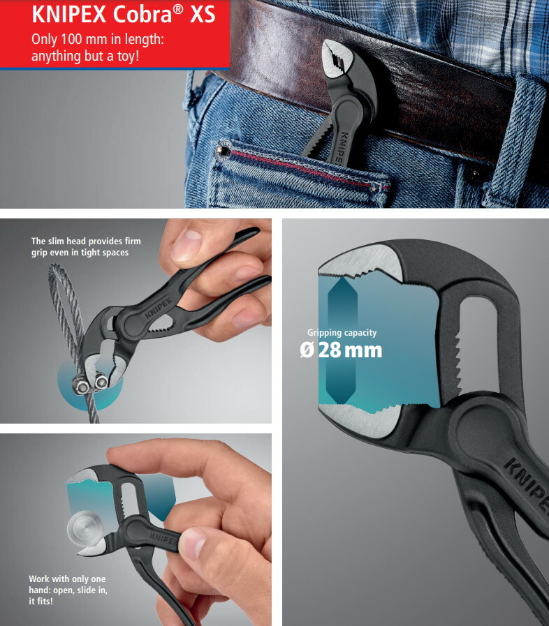Knipex Cobra XS Mini 100mm 4" Multigrips Waterpump Pliers 8700100
