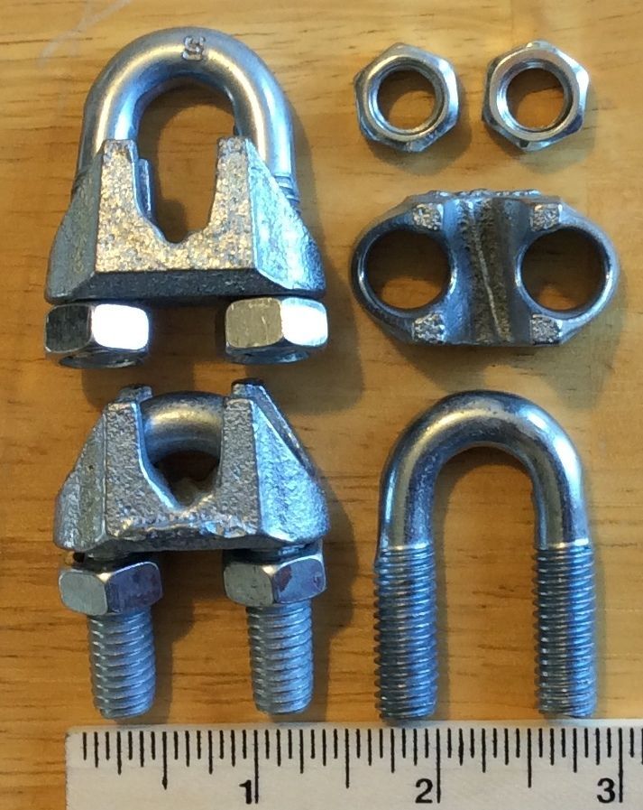 Steel Aircraft Cable Wire Rope Hot Dipped Steel Galvanized Cable w/ Cable Clamps