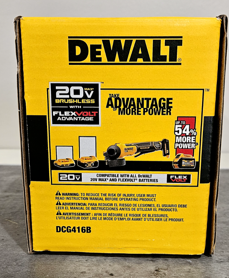 NEW DeWalt 20v Max FlexVolt 4-1/2" - 5" Paddle Switch Angle Grinder DCG416B