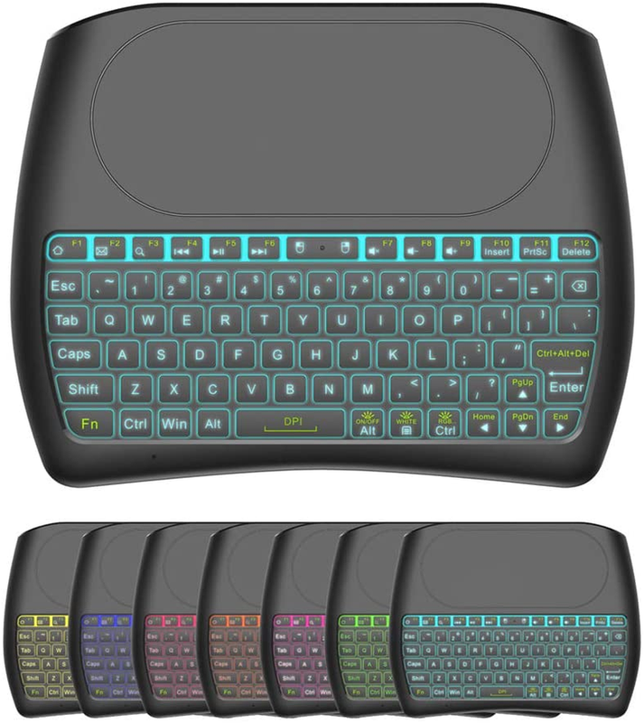 Mini Wireless Keyboard,D8 Mini Keyboard with Touchpad,Colorful Backlit Small Wir