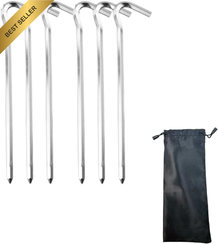 6 Pcs Tent Pegs 18Cm Metal Heavy Duty Tent Stakes with a Convenient Carrying Bag