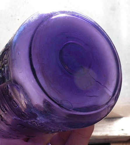 SUNROOM DECORATOR BOTTLE-Large Horlick's Malted Milk Jar-Dark Amethyst-1910s