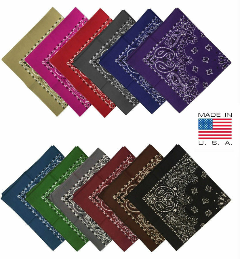 USA Made Military Army Trainmen Paisley 22 / Bandana Made in US (Set of 3)