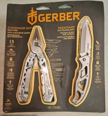 Gerber Suspension-NXT + Paraframe Clip Folding Knife - 2 Piece Kit Multi-tool