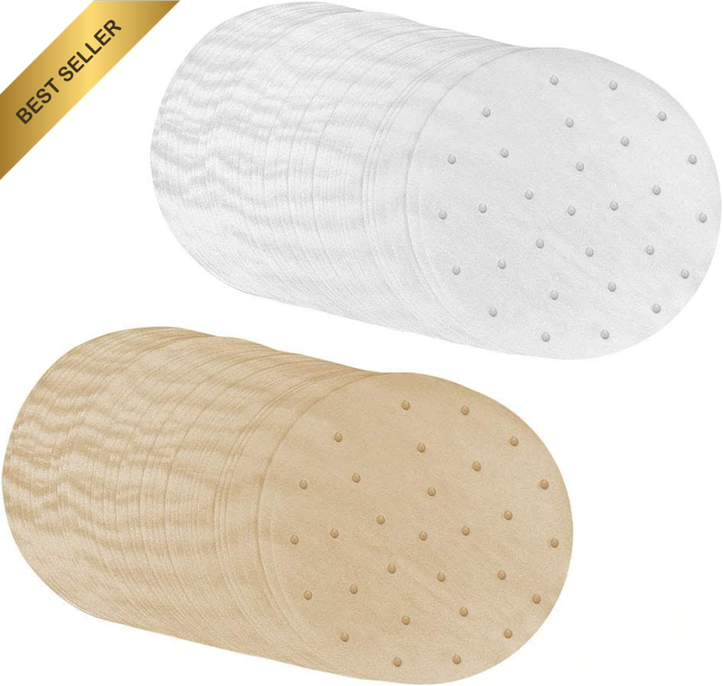 200PCS Air Fryer Liners 7 Inch Round Bamboo Steamer Parchment Paper Baking Sheet